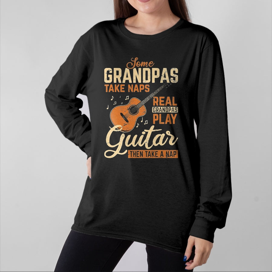 Guitar Lover Shirt, Funny Guitar UnisexT-Shirt/Hoodie/Sweatshirt HLT00 - Real Grandpas Play Guitar Then Take Nap Funny Guitarist T-Shirt, Men, Black, 3X-Large