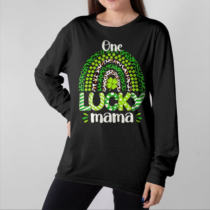 Gift for Mom Shirt, Funny Mom Unisex T-Shirt/Hoodie/Sweatshirt HLT00 - One Lucky Mom Irish Rainbow Leopard St Patricks Day T-Shirt