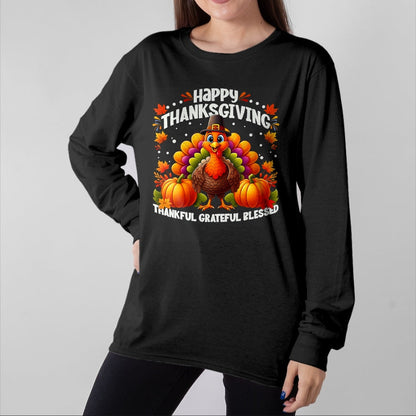 Best Thanksgiving Family Shirt , Funny Thanksgiving UnisexT-Shirt/Hoodie/Sweatshirt HLT00 - Thankful Grateful Blessed Turkey, Happy Thanksgiving T-Shirt, Men, Black, 3X-Large