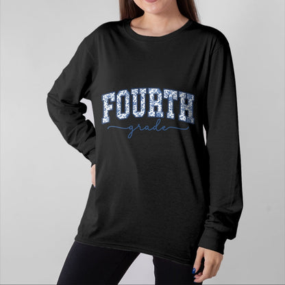 Best Teacher Shirt, Funny Teacher UnisexT-Shirt/Hoodie/Sweatshirt HLT00 - 4th Grade Back to School Fourth Grade Blue Toile Teacher Kid T-Shirt
