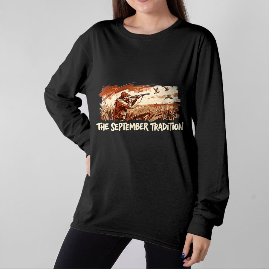 Funny Hunting Shirt, Gift For Hunting Lover Unisex T-Shirt/Hoodie/Sweatshirt HLT00 - Dove Hunting Season September Tradition Bird Hunter T-Shirt