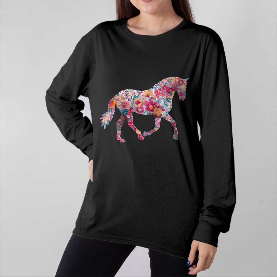 Best Horse Lover Shirt , Funny Horse UnisexT-Shirt/Hoodie/Sweatshirt HLT00 - Horse Flower Equestrian Riding Floral Pattern Graphic T-Shirt
