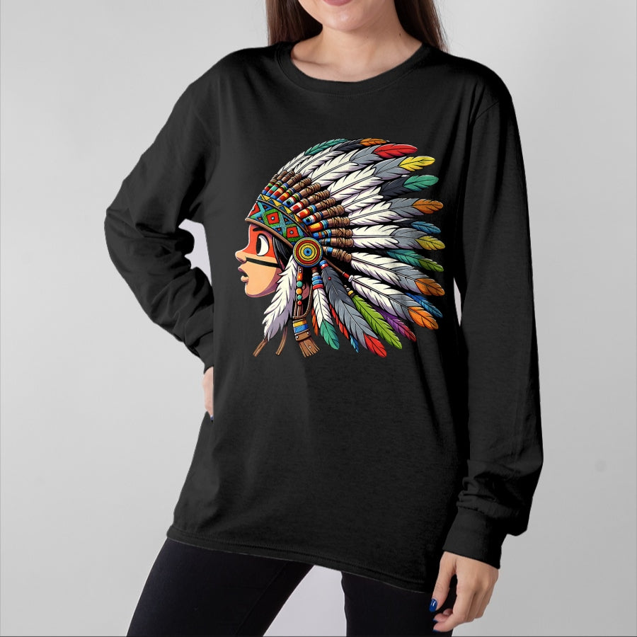 Native American T-Shirts, Vintage Native American Unisex T-Shirt/Hoodie/Sweatshirt HLT00 - Native American Indian Ancestors Headdress Chief kid toddler