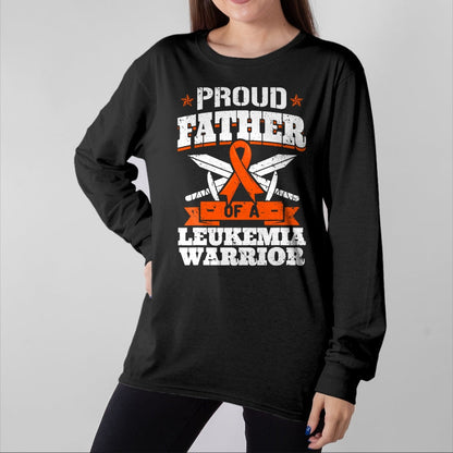 Gift for Dad Shirt, Funny Dad Unisex T-Shirt/Hoodie/Sweatshirt HLT00 – Proud Father Of A Leukemia Warrior Dad Awareness Ribbon T-Shirt
