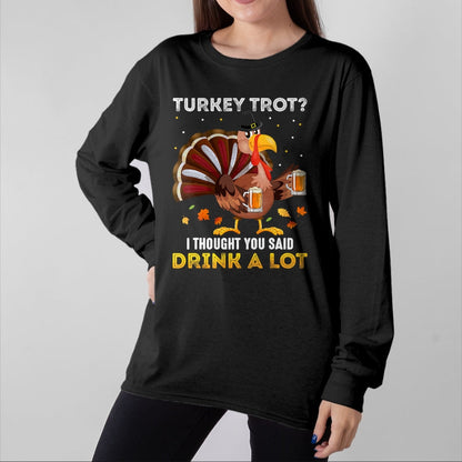 Best Thanksgiving Family Shirt , Funny Thanksgiving UnisexT-Shirt/Hoodie/Sweatshirt HLT00 - Turkey Trot Squad Running Drinking Matching Thanksgiving T-Shirt