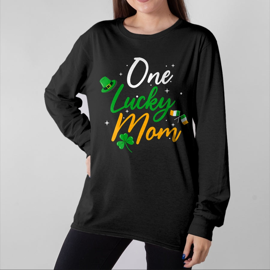 Gift for Mom Shirt, Funny Mom Unisex T-Shirt/Hoodie/Sweatshirt HLT00 - One Lucky Mom - Funny St Patricks Day Irish Mother T-Shirt