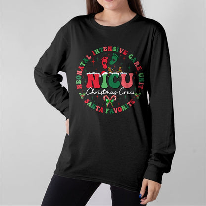 Funny Nurse Shirt, Nurse Unisex T-Shirt/Hoodie/Sweatshirt HLT00 - NICU Christmas Crew NICU Nurse Santa Favorite Xmas Costume T-Shirt