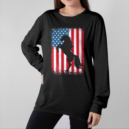 Best Horse Lover Shirt , Funny Horse UnisexT-Shirt/Hoodie/Sweatshirt HLT00 - Horse American Flag USA 4th of July Men Women Boys Girls T-Shirt