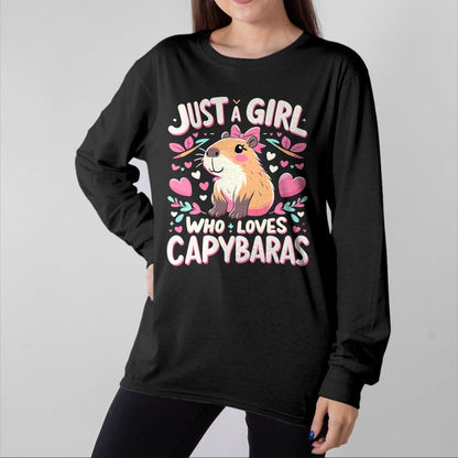 Cute Capybara Shirt, Funny Capybara Unisex T-Shirt/Hoodie/Sweatshirt HLT00 - Just a Girl who Loves Capybaras T-Shirt (5)