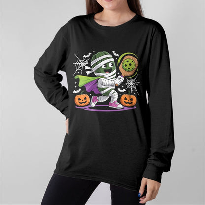 Funny Pickleball Shirt, Pickleball Lover Unisex T-Shirt/Hoodie/Sweatshirt HLT00 - Funny Halloween Pickleball Mummy Costume Design T-Shirt