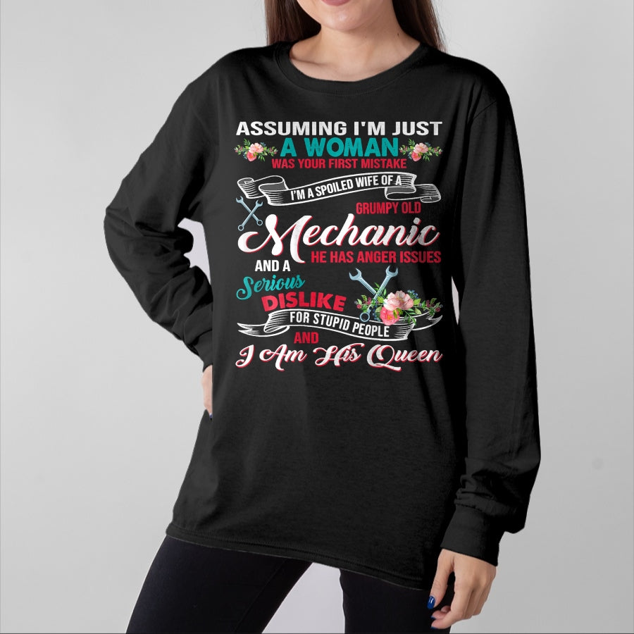 Best Wife Shirt, Wife and Husband Unisex T-Shirt/Hoodie/Sweatshirt HLT00 - Gift for wife T shirt, spoiled wife   I'm A Spoiled Wife Of A Grumpy Old Mechanic T-Shirt