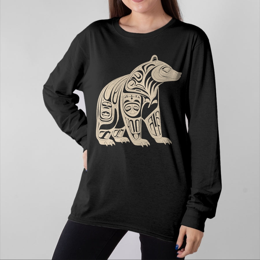 Native American T-Shirts, Vintage Native American Unisex T-Shirt/Hoodie/Sweatshirt HLT00 - Bear Native Formline Art Salish Haida Tlingit Pacific Animal