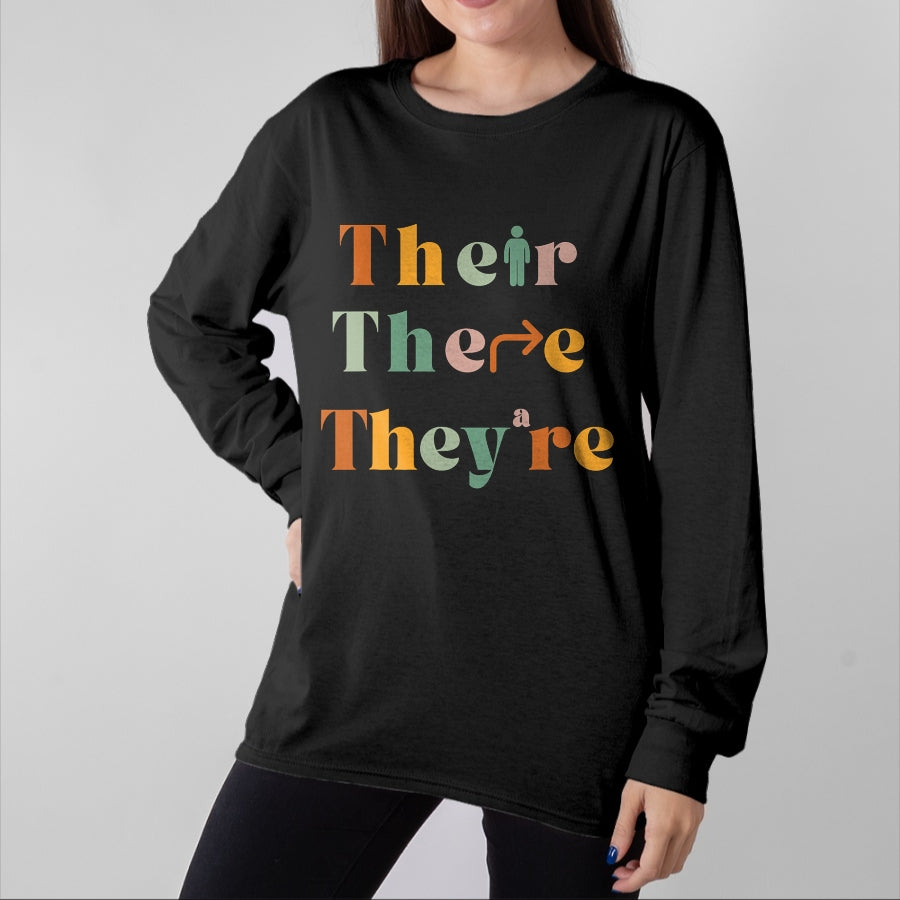 Best Teacher Shirt, Funny Teacher UnisexT-Shirt/Hoodie/Sweatshirt HLT00 - Their There They're Funny English Teacher Gramma Police Joke T-Shirt