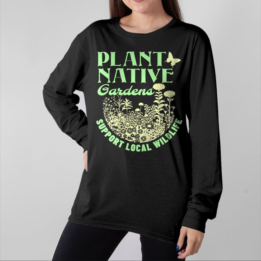 Native American T-Shirts, Vintage Native American Unisex T-Shirt/Hoodie/Sweatshirt HLT00 - Plant Native Gardens Support Local Wildlife Gardening