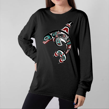 Native American T-Shirts, Vintage Native American Unisex T-Shirt/Hoodie/Sweatshirt HLT00 - Orca Killer Whale Pacific Northwest Alaska Native American