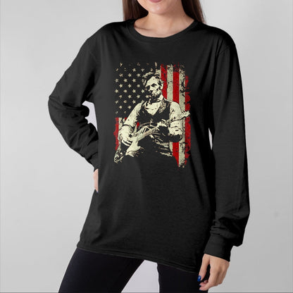Guitar Lover Shirt, Funny Guitar UnisexT-Shirt/Hoodie/Sweatshirt HLT00 - Abraham Lincoln Playing Guitar Rock and Roll American Flag T-Shirt, Men, Black, 3X-Large