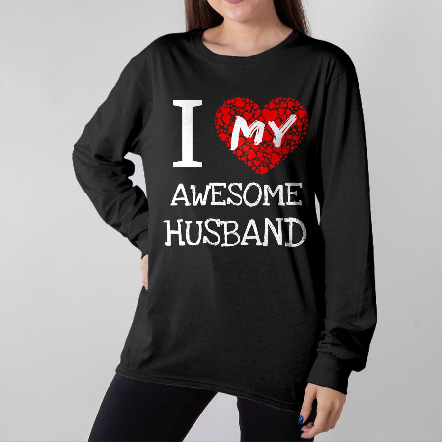 Best Wife Shirt, Wife and Husband Unisex T-Shirt/Hoodie/Sweatshirt HLT00 - I Love My Awesome Husband T-Shirt for Women Gift T-Shirt (1)