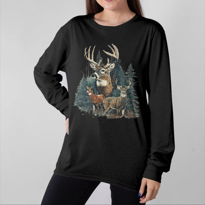 Funny Hunting Shirt, Gift For Hunting Lover Unisex T-Shirt/Hoodie/Sweatshirt HLT00 - Vintage Deer 90s Graphic Style Hunter Deer Faded Nature T-Shirt