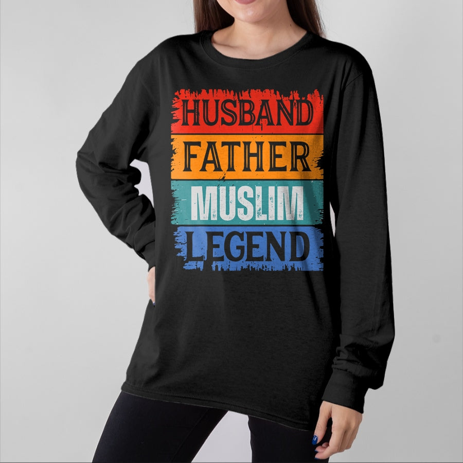 Gift for Dad Shirt, Funny Dad Unisex T-Shirt/Hoodie/Sweatshirt HLT00 – Father Husband MUSLIM Legend Proud Dad Funny Retro Papa T-Shirt