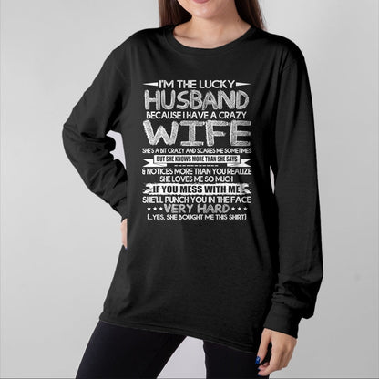 Best Husband Shirt, Wife and Husband Unisex T-Shirt/Hoodie/Sweatshirt HLT00 - Mens I Am A Lucky Husband I Have A Crazy Wife Valentine Day Gift T-Shirt