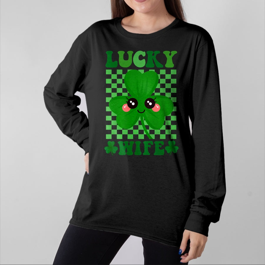 Best Wife Shirt, Wife and Husband Unisex T-Shirt/Hoodie/Sweatshirt HLT00 - Gift for wife T shirt, lucky wife   Womens Lucky Wife Rainbow St Patricks Day Lucky Wife Premium T-S