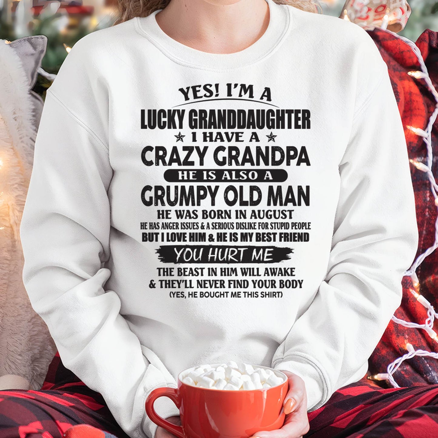 AUGUST - LUCKY GRANDDAUGHTER OF CRAZY GRANDPA - PERFECT GIFT FOR YOUR GRANDDAUGHTER FROM GRANDPA - ccdi08 (SKU10-150-08)