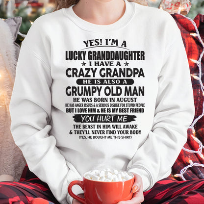 AUGUST - LUCKY GRANDDAUGHTER OF CRAZY GRANDPA - PERFECT GIFT FOR YOUR GRANDDAUGHTER FROM GRANDPA - ccdi08 (SKU10-150-08)