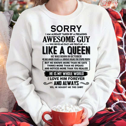 October - Sorry I am already taken by a freaking awesome guy - Gift for Wife From Husband - CCDI10 (SKU-SRG-10)