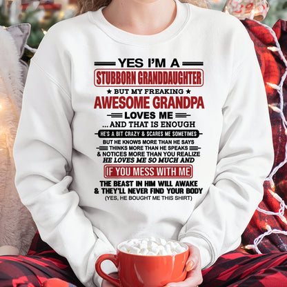 ccdi00 - Yes I’m A Stubborn Granddaughter T-Shirt – Birthday Gift From Grandpa / Man - (SKU2603-21-00)