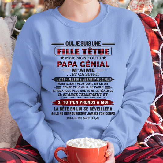 Oui, je suis une fille têtue – T-shirt | Cadeau d’anniversaire de papa pour sa fille - ccdi00 / fr00 (SKU2610-60-00)