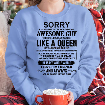 August - Sorry I am already taken by a freaking awesome guy - Gift for Wife From Husband - CCDI08 (SKU-SRG-08)