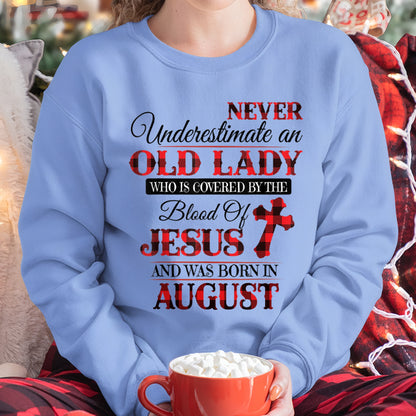 AUGUST - NEVER Underestimate an OLD LADY WHO IS COVERED BY THE Blood Of JESUS - ccdi08 FMA (SKU2605-69-08)