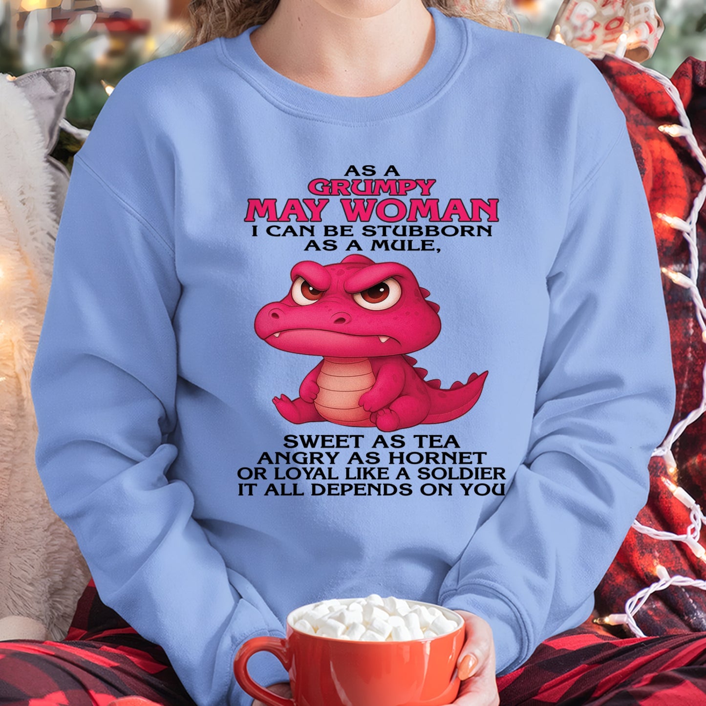 Born in May – Grumpy Woman Quote Funny Alligator Design, Stubborn Sweet Angry Loyal – FMA ccdi05 (SKU09-31-05)