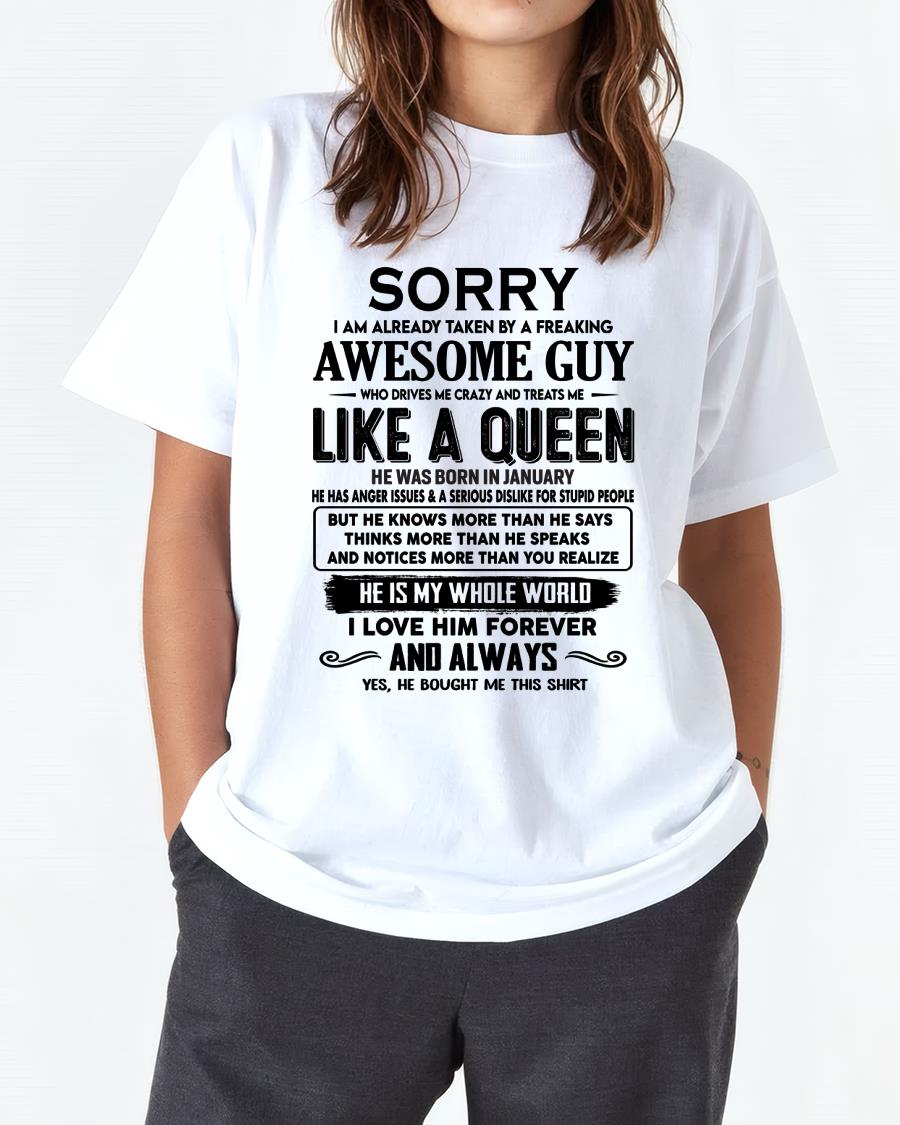 January - Sorry I am already taken by a freaking awesome guy - Gift for Wife From Husband - NGHL01 (SKU-SRG-01)