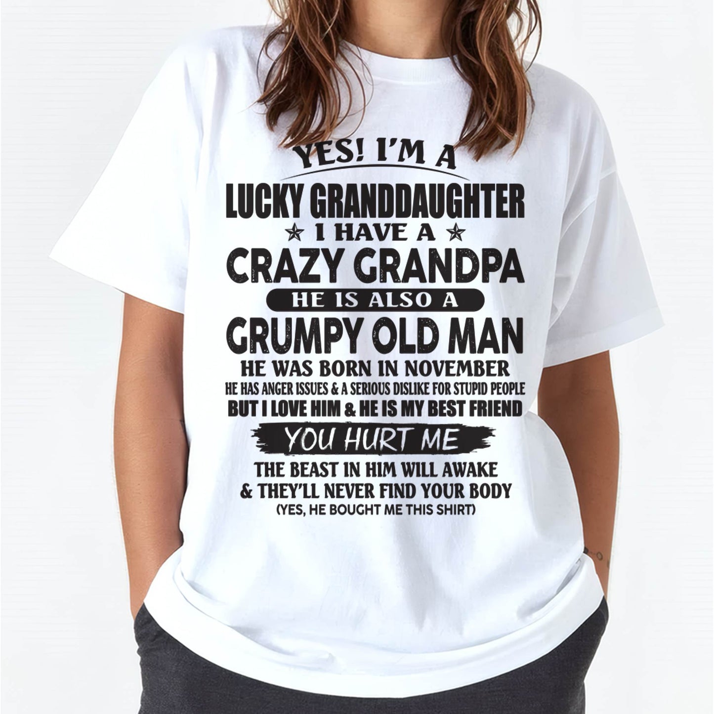 NOVEMBER - LUCKY GRANDDAUGHTER OF CRAZY GRANDPA - PERFECT GIFT FOR YOUR GRANDDAUGHTER FROM GRANDPA - ccdi11 (SKU10-150-11)