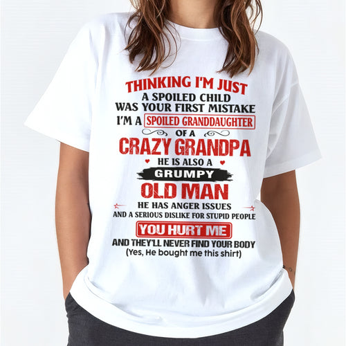 Spoiled Granddaughter of a Crazy Grandpa Shirt – Birthday Gift from Grandpa / Man - ccdi00 (SKU12-200-00)