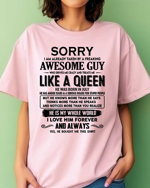 July - Sorry I am already taken by a freaking awesome guy - Gift for Wife From Husband - NGHL07 (SKU-SRG-07)