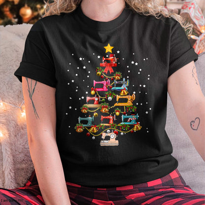 Christmas Shirts for Family, Funny christmas shirts, Christmas Unisex T-Shirt/Hoodie/Sweatshirt HLT00 - Funny Sewing Machine Christmas Tree Christmas Ornament Women T-Shirt