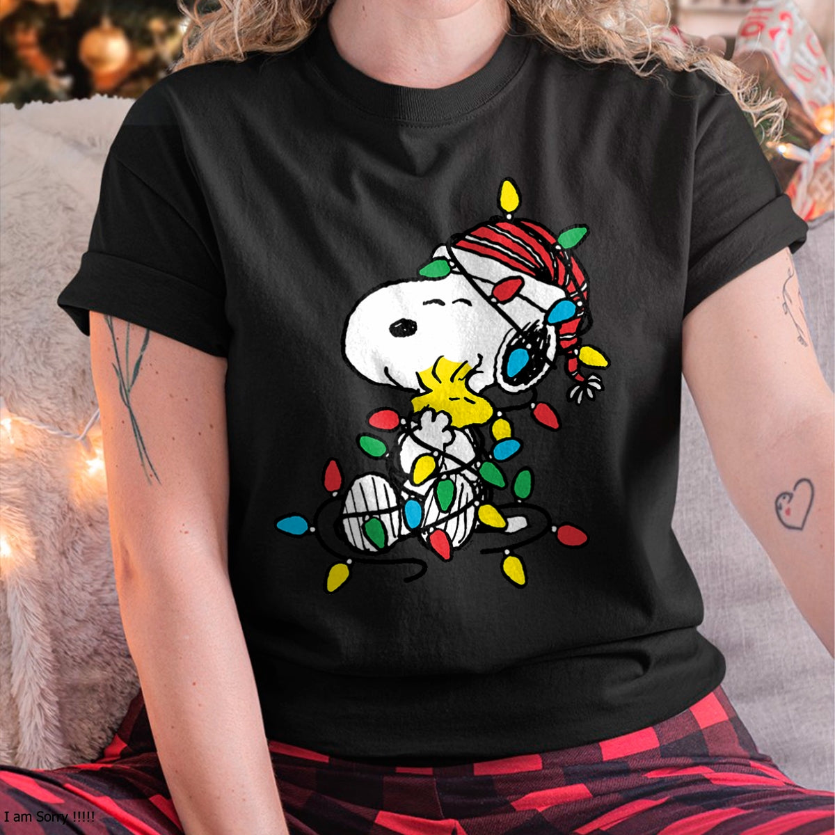 Christmas Shirts for Family, Funny christmas shirts, Christmas Unisex T-Shirt/Hoodie/Sweatshirt HLT00 - Peanuts - Snoopy Woodstock Christmas Lights T-Shirt