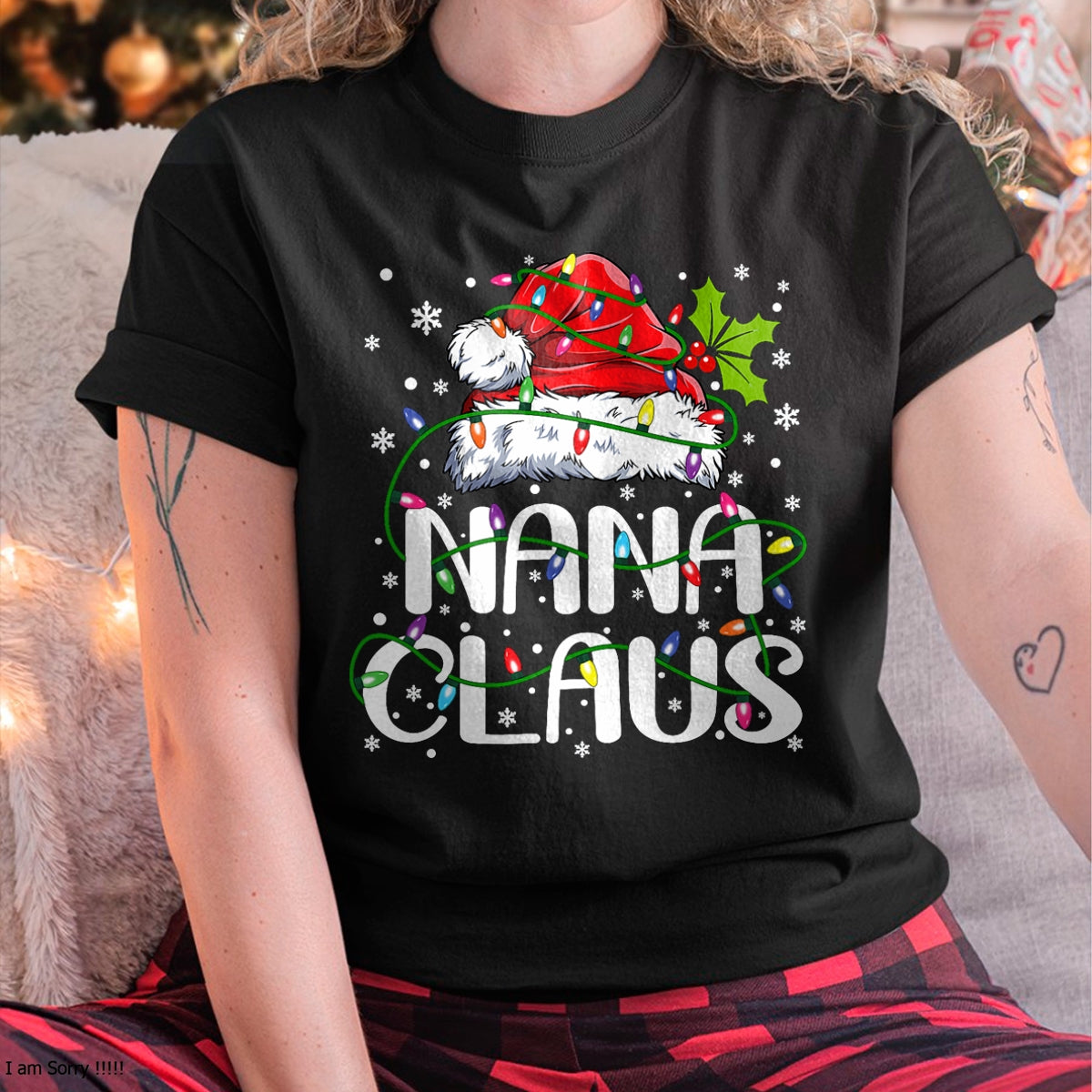Christmas Shirts for Family, Funny christmas shirts, Christmas Unisex T-Shirt/Hoodie/Sweatshirt HLT00 - Nana Claus Christmas Lights Pajama Family Matching T-Shirt