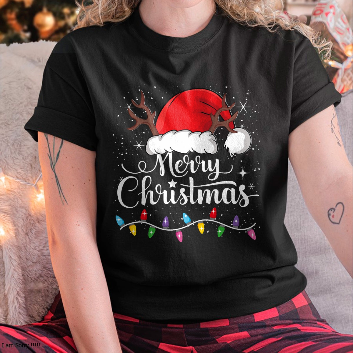 Christmas Shirts for Family, Funny christmas shirts, Christmas Unisex T-Shirt/Hoodie/Sweatshirt HLT00 - Merry Christmas Red Santa Hat Reindeer Xmas Family Men Women T-Shirt