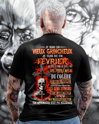 Je Suis Un Vieux Grincheux Né en Février – T-Shirt Homme Fort Caractère - male fr02 / CCDI02 (SKU26T-01141-02)