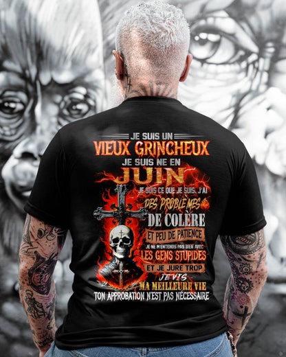 Je Suis Un Vieux Grincheux Né en Juin – T-Shirt Homme Fort Caractère - male fr06 / CCDI06 (SKU26T-01141-06)
