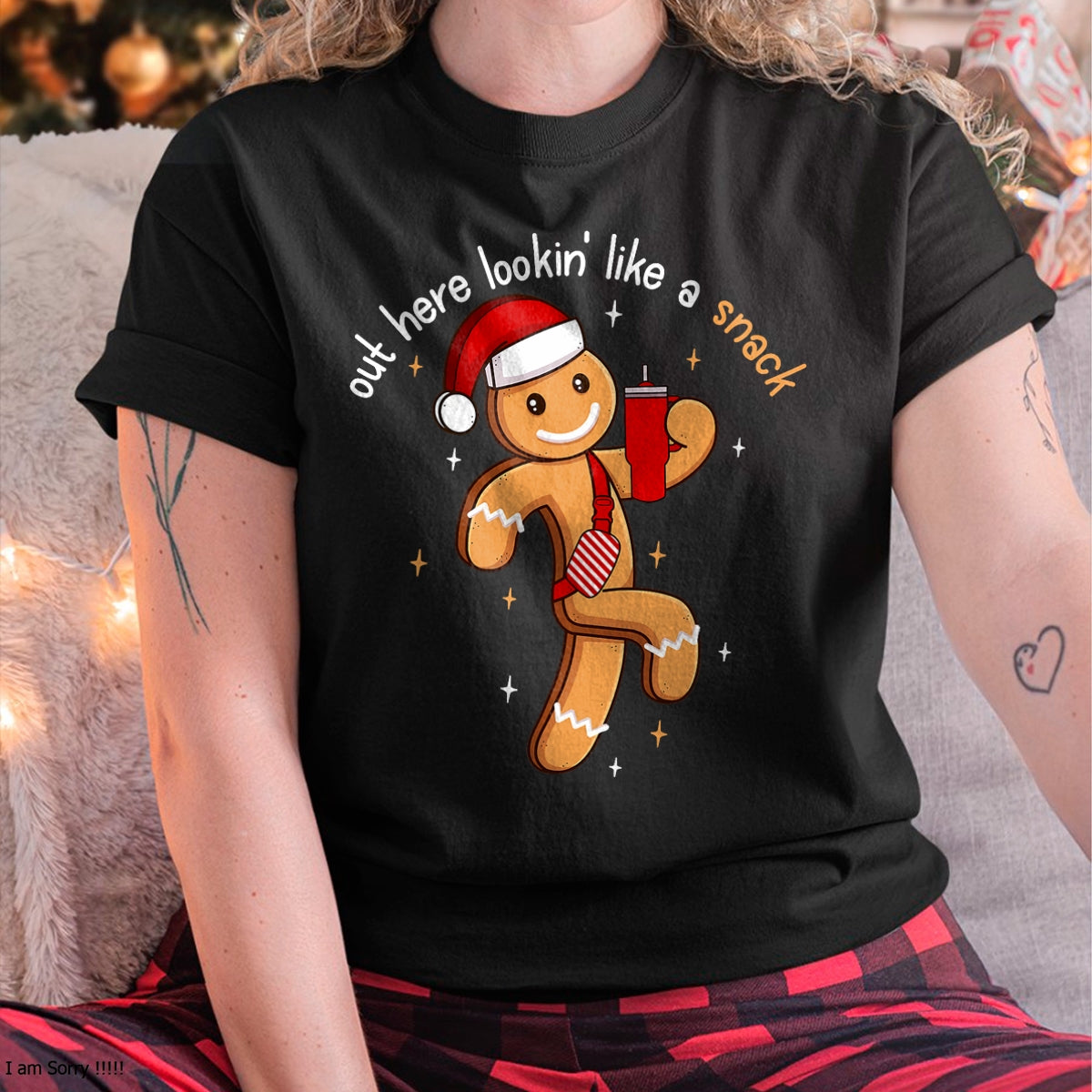 Christmas Shirts for Family, Funny christmas shirts, Christmas Unisex T-Shirt/Hoodie/Sweatshirt HLT00 - Out Here Looking Like A Snack Funny BouJee Xmas Gingerbread T-Shirt