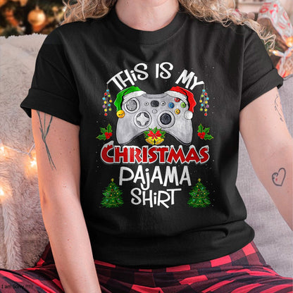 Christmas Shirts for Family, Funny christmas shirts, Christmas Unisex T-Shirt/Hoodie/Sweatshirt HLT00 - This is My Christmas Pajama Santa Hat Gamer Video Games T-Shirt