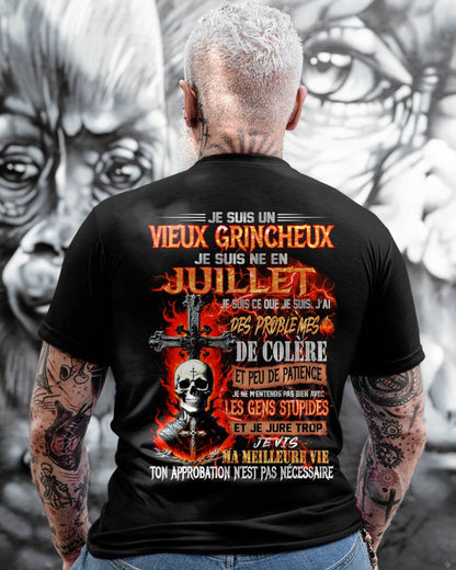 Je Suis Un Vieux Grincheux Né en Juillet – T-Shirt Homme Fort Caractère - male fr07 / CCDI07 (SKU26T-01141-07)