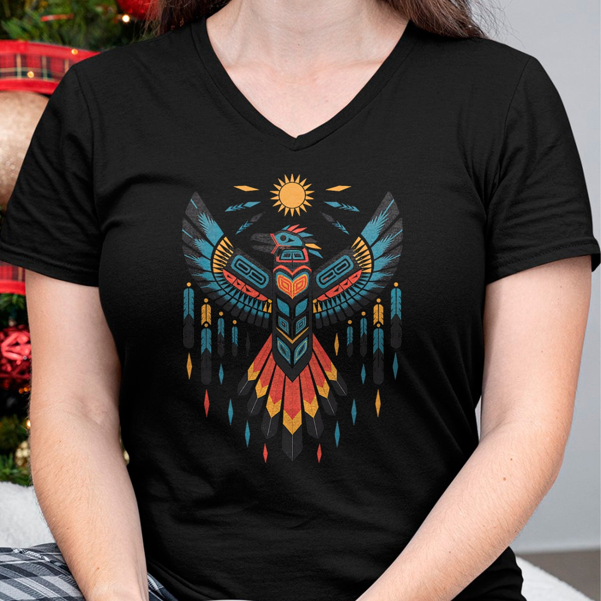 Native American T-Shirts, Vintage Native American Unisex T-Shirt/Hoodie/Sweatshirt HLT00 - North American Tribal Thunderbird Vibrant Geometric Design T-Shirt