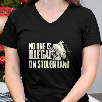 Native American T-Shirts, Vintage Native American Unisex T-Shirt/Hoodie/Sweatshirt HLT00 - No One Is Illegal On Stolen Land - Indian Native American T-Shirt (1)