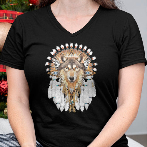 Native American T-Shirts, Vintage Native American Unisex T-Shirt/Hoodie/Sweatshirt HLT00 - Native American Wolf Feather T-Shirt (1)