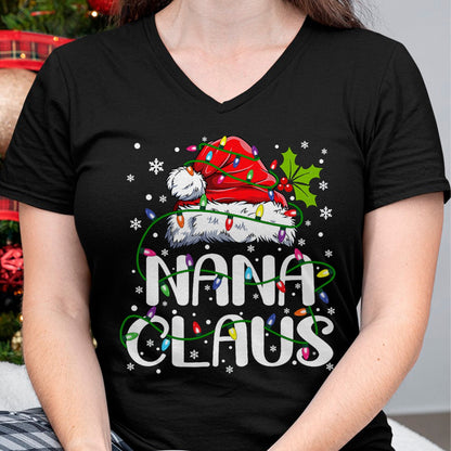 Christmas Shirts for Family, Funny christmas shirts, Christmas Unisex T-Shirt/Hoodie/Sweatshirt HLT00 - Nana Claus Christmas Lights Pajama Family Matching T-Shirt
